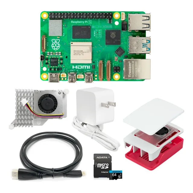 Raspberry Pi 5 4gb Fuente Case Ventilador Disipador Sd Hdmi