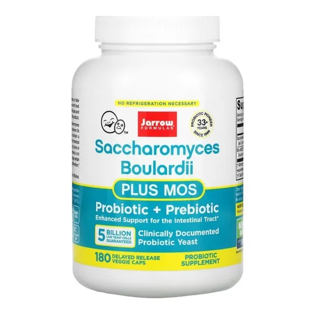 Jarrow Formulas, Saccharomyces Boulardii Plus Mos, Probiótico Más Prebiótico, Soporte Mejorado Para El Tracto Intestinal,5 Billones De Cfu, Contiene 180 Cápsulas Vegetales De Liberación Retardada.