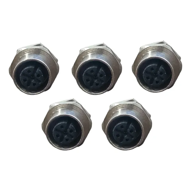 Kit 5 Pzs Conector Pasamuros M12 5 Pines Hembra De Servicio