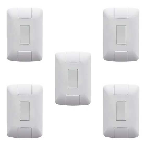 Kit 5 Conjunto 4x2 1 Interruptor Simples Tramontina Aria 