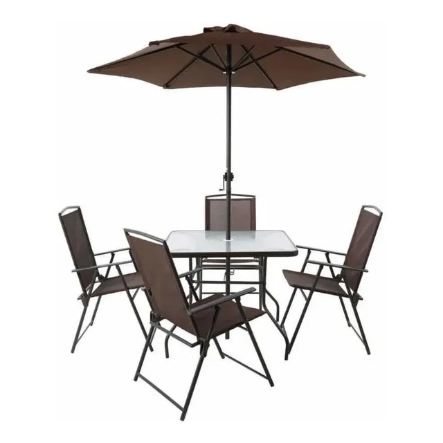 Set De Mesa + Silla De Jardin Exterior Balcón Juego Parasol