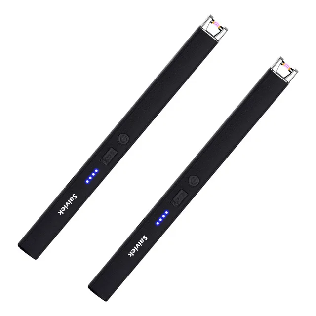 Saiviek Jl893 Encendedor Electrico Usb Recargable 2 Pcs,encendedor De Plasma ,encendedor De Arco Eléctrico Electric Lighter Resistente Al Viento Y Seguro Para Velas,estufa De Gas,cocina,camping Negro