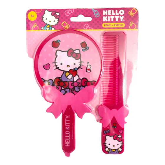 Set Peineta Con Espejo Hello Kitty Kawaii Infantil Niñas