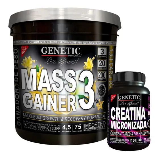 Crecimiento Muscular Mass Gainer 3 4,5kg + Creatina Genetic