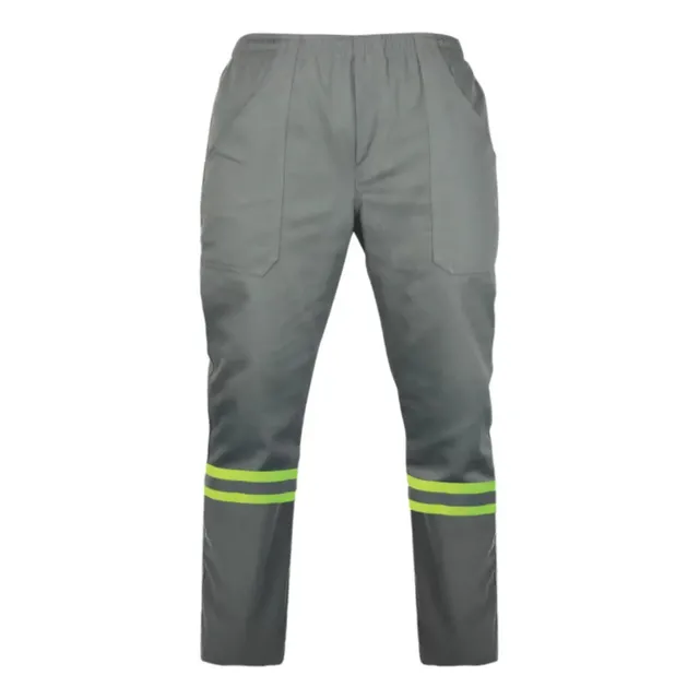 Calça Brim Uniforme Profissional C/ Faixa Refletiva Trabalho