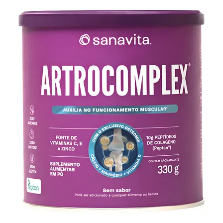 Artrocomplex Sanavita Colágeno Peptan Magnésio Vitamina D3 Neutro 300g