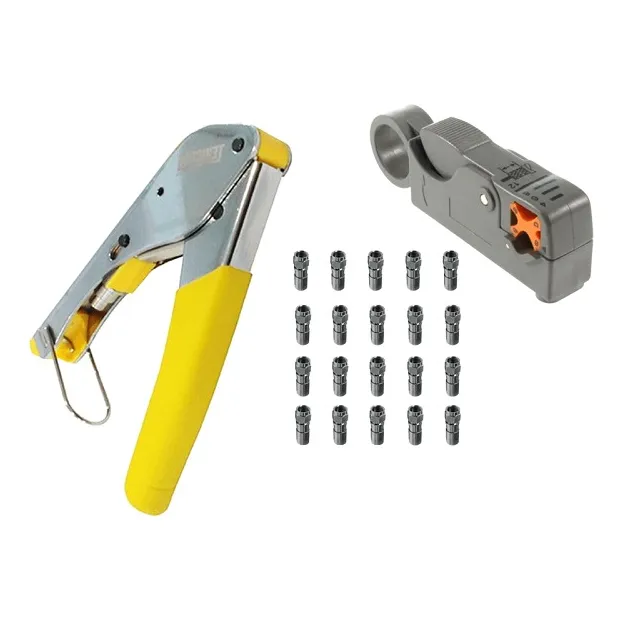 Pack Crimpeadora Rg6, Pelacables Mas 20 Conectores Rg6 Fcf