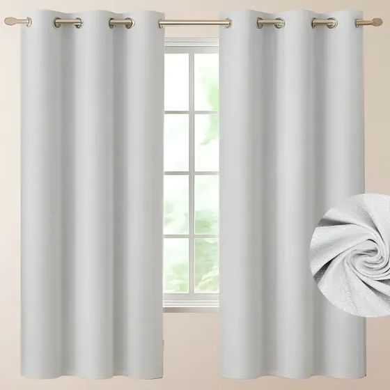 Cortina 100% Blackout Casatua 2 Paños Tipo Lino 107x160cm Color Ivory