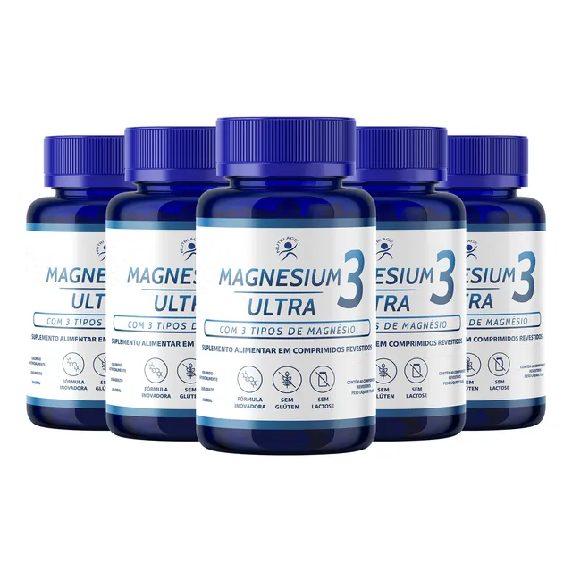 Magnesium 3 Ultra (5 Frascos) Dimalato, Taurato, Quelado