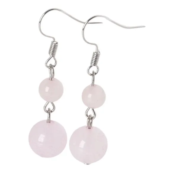 Aretes En Plata Con Piedra Natural Cuarzo Rosa
