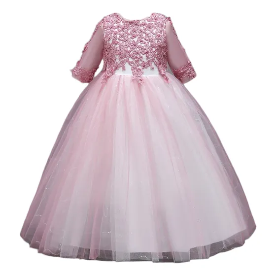 Vestido Nena Largo Tull Multicolor Elegante 1°calidad 9108