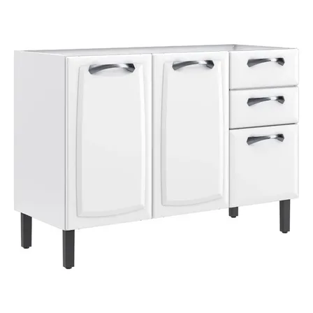 Balcão Itatiaia New Premium Aço 3 Portas Sem tampo branco