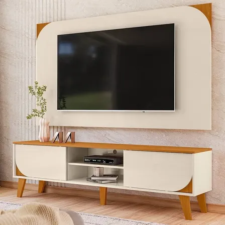 Rack Com Painel Para Tv 65 Polegadas Duna Cinamomo/off White