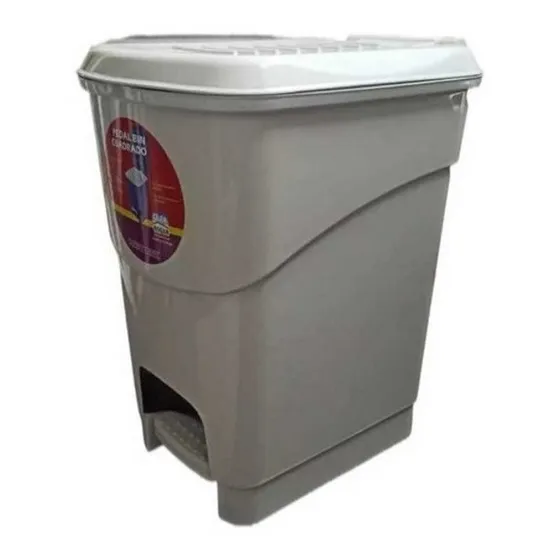Papelera De Pedal Cuadrada 9l Crema Alfa Hogar  