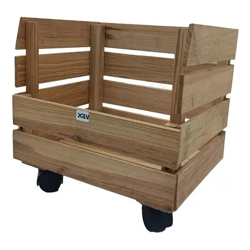 Huacal Cesta Con Rueda Madera 38.5x30x30cm Cartan 6874 Xavi