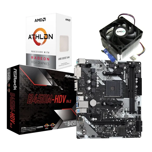 Combo Board B450m Procesador Amd Athlon 3000g Pc