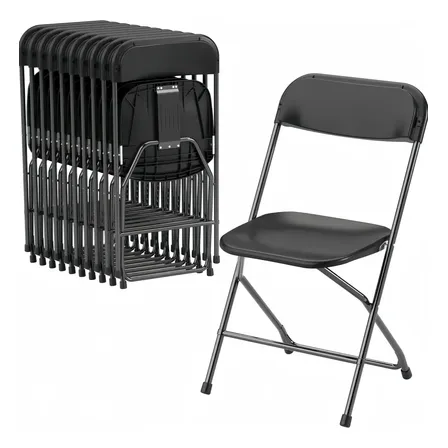 Silla De Jardín Plegable Negra, 10 Plazas - 10 Sillas Por Paquete