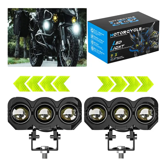 2pcs Faros Luces Led Lupa 2 Colors Alta/baja Para Auto Moto