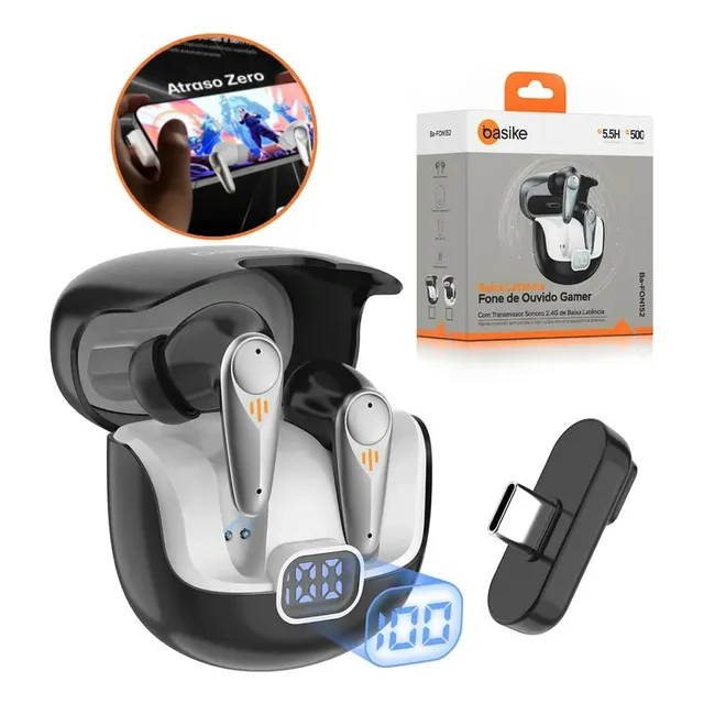 Fone De Ouvido Tws Bluetooth Gamer Hifi Ruído Anc Enc Led