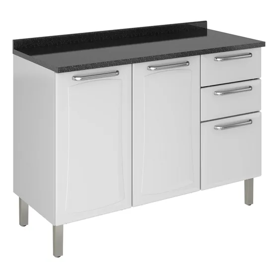Balcão De Cozinha Aço 3 Portas E 2 Gavetas 1,20m Itatiaia
