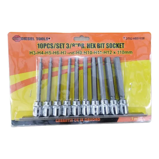 Juego De Dados Allen 10pcs Ratchet 3/8'' H3-h12 Diesel Tools