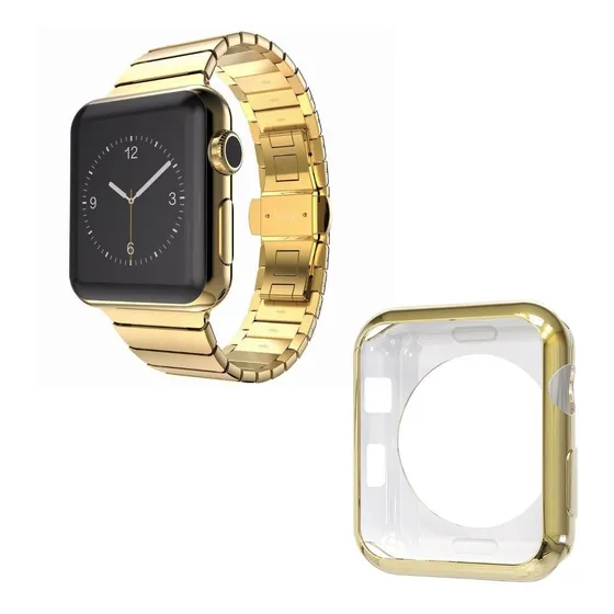 Combo Para Apple Watch Correa De Eslabones + Case + Mica
