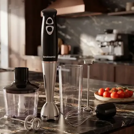 Minipimer Mixer Licuadora Batidora De Mano 4 En 1 Accesorios Negro