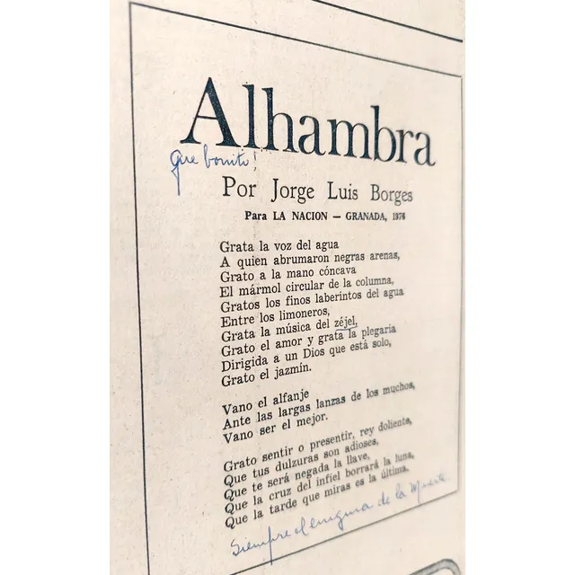 1976 Jorge Luis Borges Alhambra Primera Edicion Poema