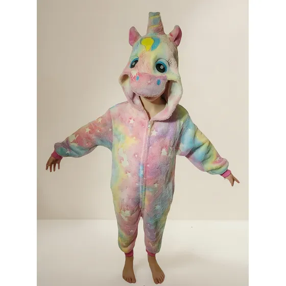 Pijama Unicornio Luminoso Fluorecente Suave Disfraz Abrigado