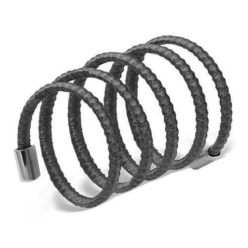Anillo Carmín Plata 925 Espiral De Hilos De Plata Gris Oscur