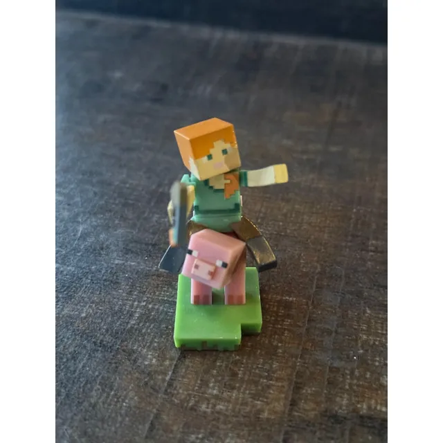 Minecraft Craftables Figuras Original Alex Montado Cerdo