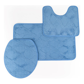 Kit Tapete Banheiro 03 Pçs Macio Antiderrapante Com Relevo Kit Tapete Banheiro 03 Pçs Macio Antiderrapante Com Relevo