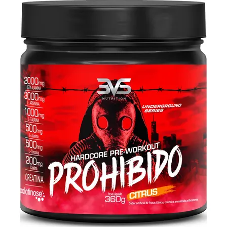 Prohibido Pré Treino 360g - Sabor: Citrus - A Combinação Perfeita De 8 Ingredientes Que Proporcionam Energia Do Início Ao Fim Do Seu Treino