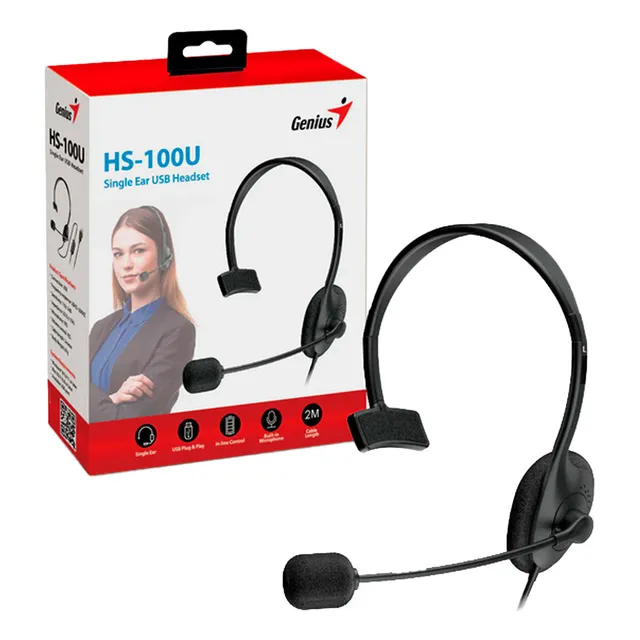 Headset Genius Con Microfono Y Brazo Ajustable Cable Usb 2m
