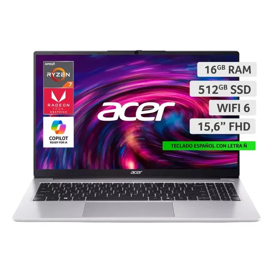 Acer Aspire Lite Al15-41p Ryzen 7 16gb 512gb Ssd 15.6 Fhd Silver