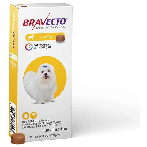 Bravecto 2 A 4,5kg Comprimido Cães 1un Cor Amarelo