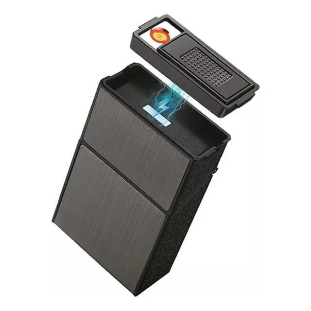 Cigarrera Porta Cigarro Con Encendedor Electronico Usb