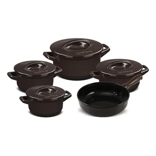 Jogo De Panelas Cerùmica Ceraflame Duo Smart 5 Peças Cor Chocolate Jogo De Panelas Cerùmica Ceraflame Duo Smart 5 Peças Cor Chocolate