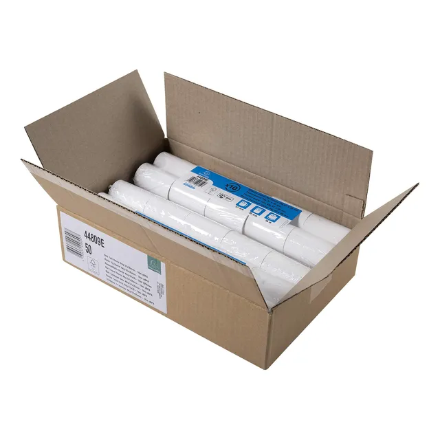 Caja De 50 Rollos De Papel Térmico Blanco Sin Bpa
