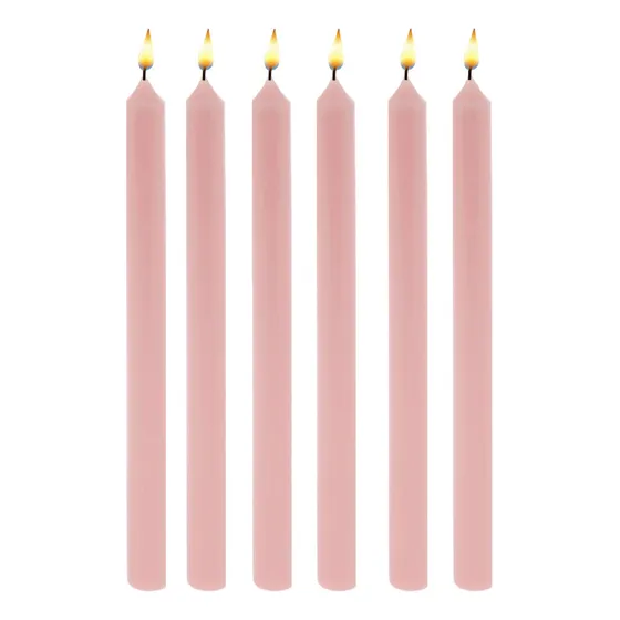 Vela Para Castiçal Rosa 8 Uni 26 Cm Decoração Casamento