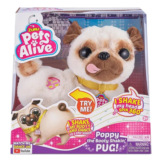 Zuru Peluche Pets Alive Poppy Pug Pets Baila Y Mueve La Cola