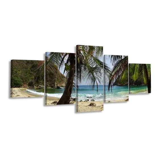 Cuadro Playa Tuja Choroni Aragua Multipanel Foto Canvas