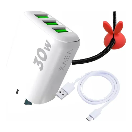 Cargador Carga Rápida Adaptador Enchufe Triple Usb