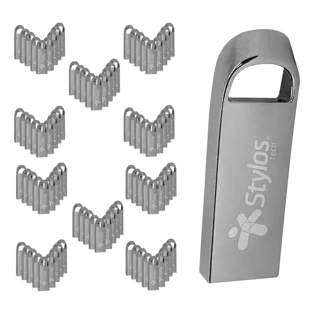 Kit 100 Memoria Usb 32gb Stylos Stmus532b 2.0 St500 Color Plateado Liso
