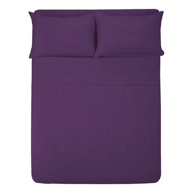 Sábana Matrimonial 1800 Hilos Microfibra Grabada Ultra Suave Color Morado. Diseño de la tela Color