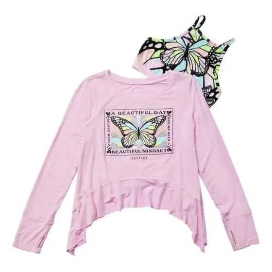 Blusa Con Su Top Talla 10 Marca Justice Para Niña