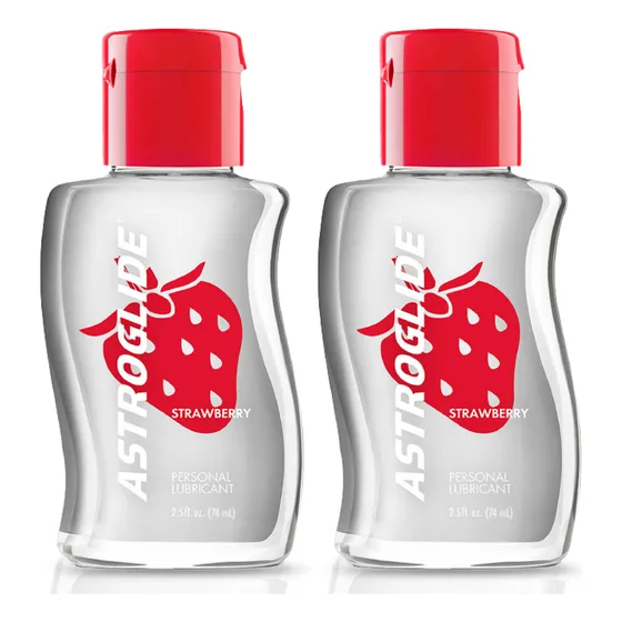 Kit X 2 Astroglide Lubricante Liquido Sabor Frutilla Hom Muj
