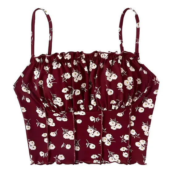 Blusa Top Shein Para Dama Con Fruncido Y Estampado Floral