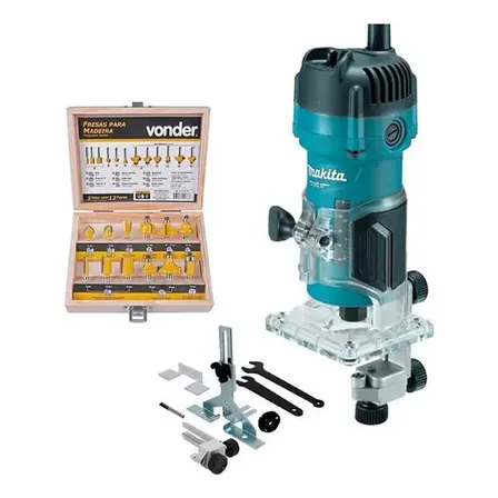 Tupia Makita Mt M3700b 530w Jogo Fresas Madeira 6mm 220v