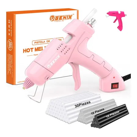 Kit Pistola Cola Quente Profissional 20w+50 Bastões 7mm Fino Rosa-pálido 220v
